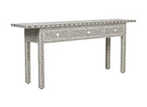 Crafted Black Bone Inlay 3 Drawer Geometric Console Long Edges 2